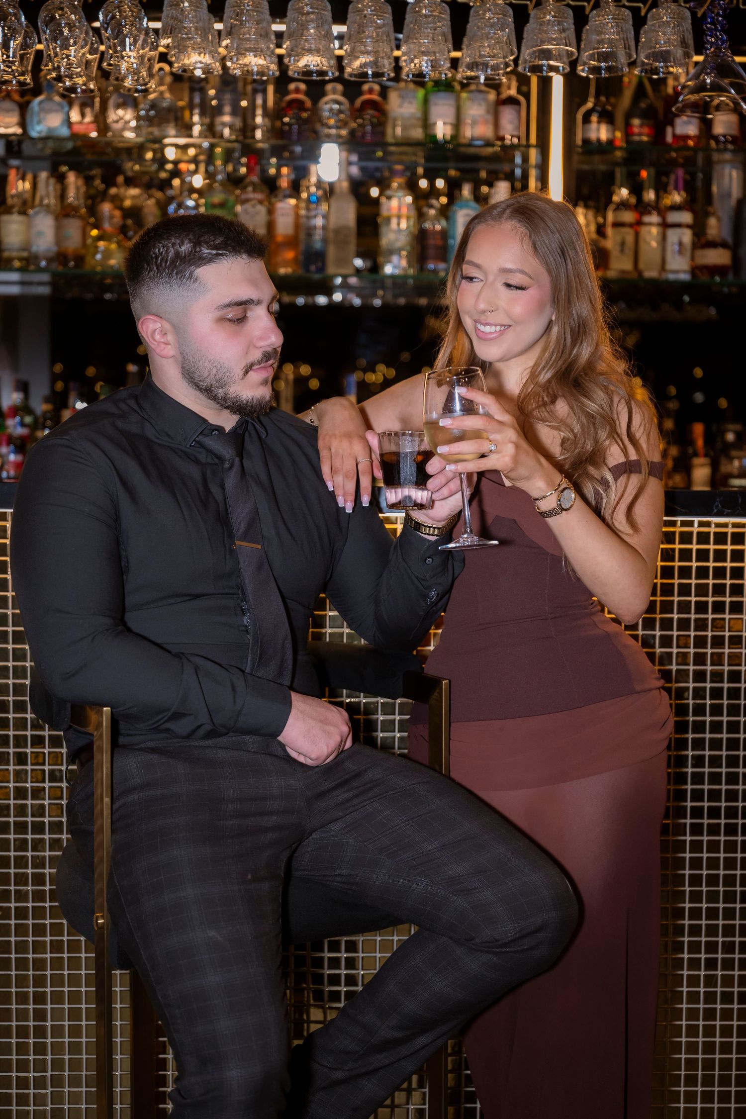 Editorial engagement photography inside a Melbourne CBD bar.