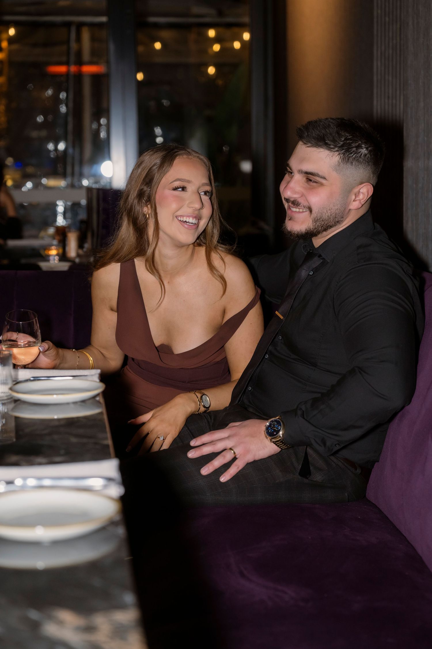 Editorial engagement photography inside a Melbourne CBD bar.