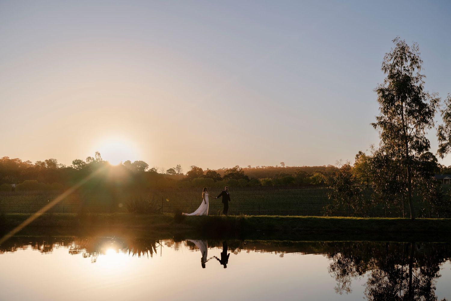 Quality Wedding Photography at Melbourne Yarra Valley Winery sunset