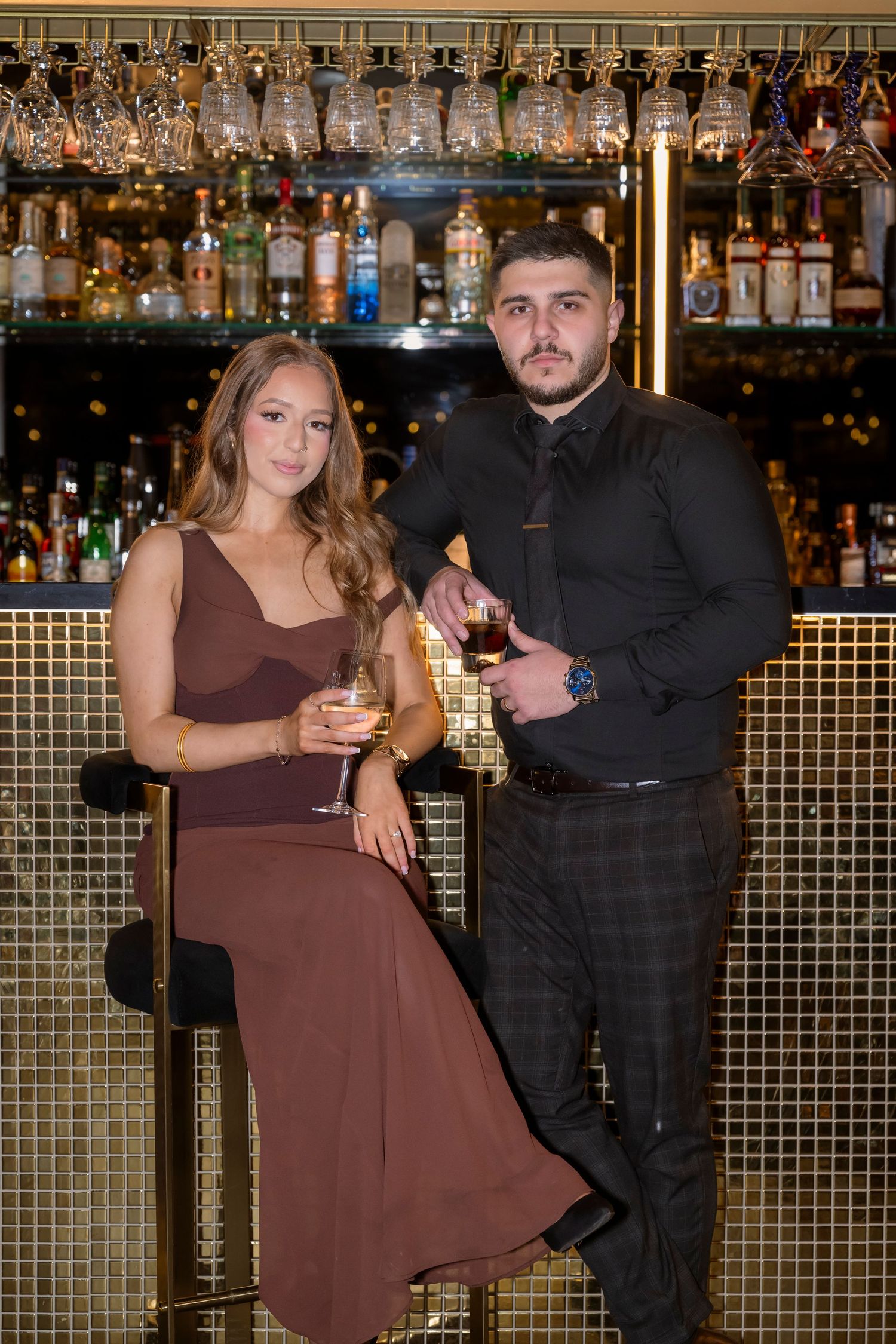 Editorial engagement photography inside a Melbourne CBD bar.