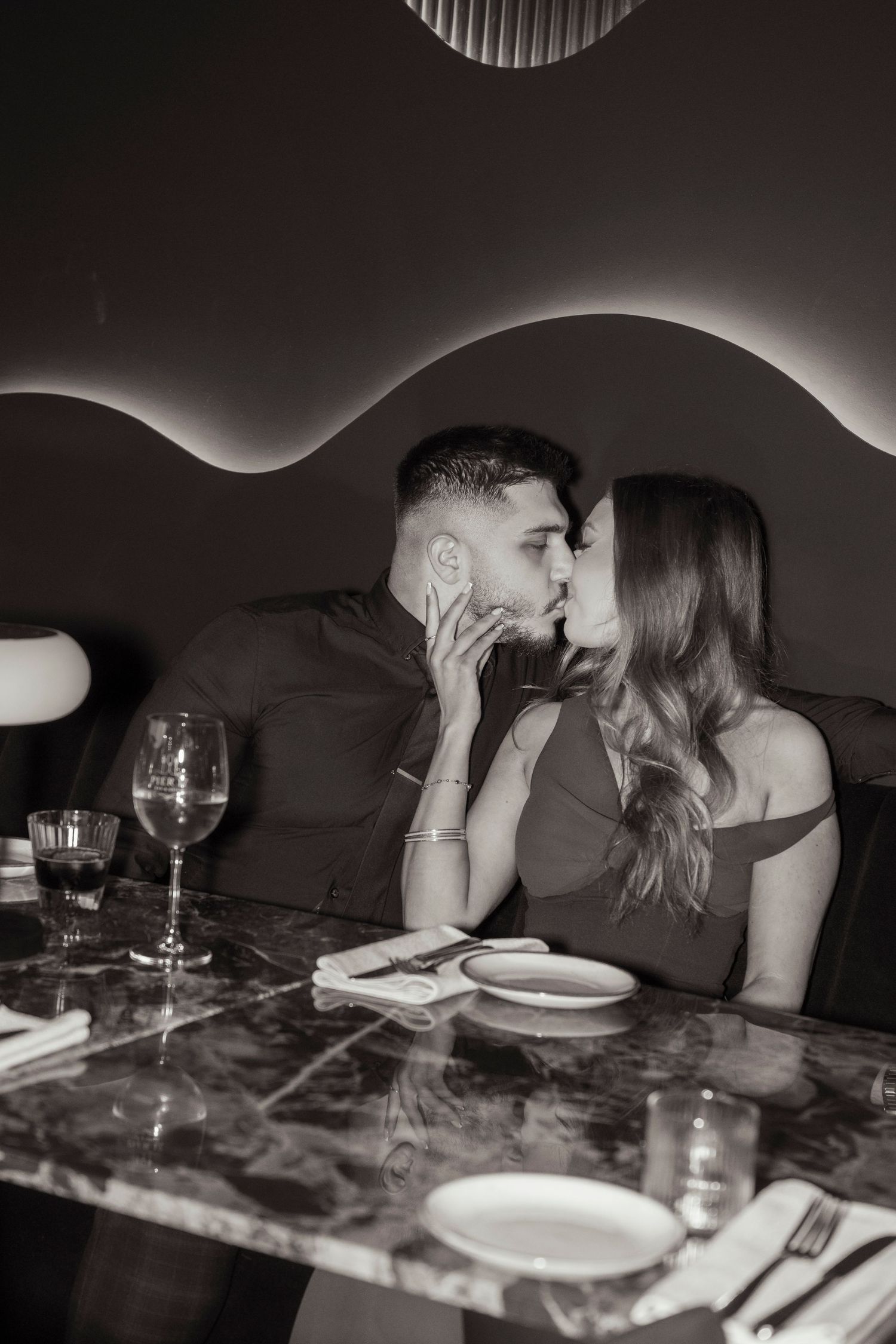 Editorial engagement photography inside a Melbourne CBD bar.