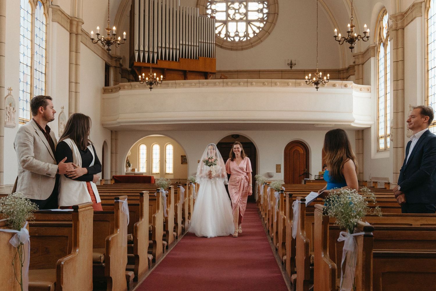 Bride's mom walks her down the aisle at Nazareth House Chapel, Pretoria
