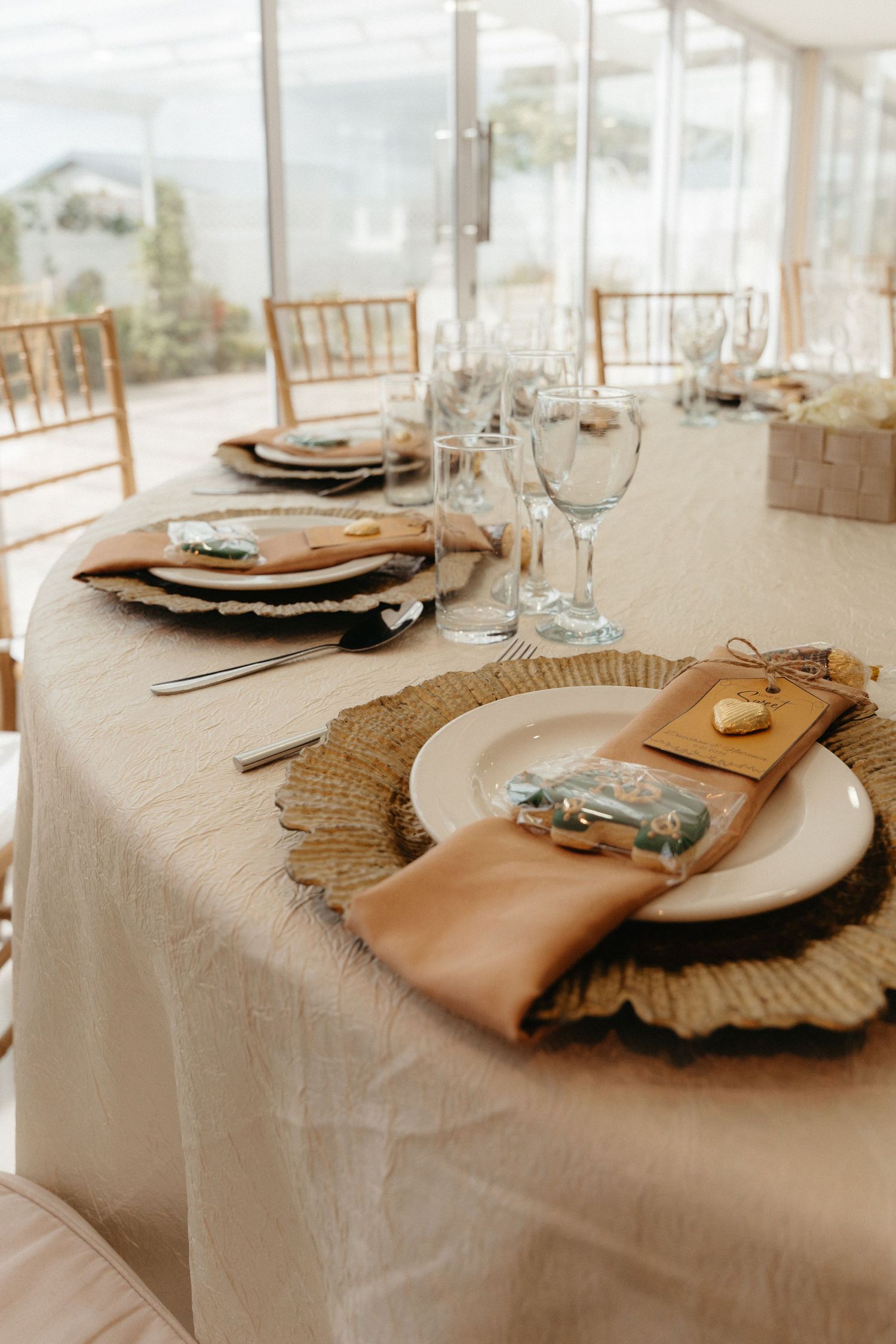 Gold and green wedding decor