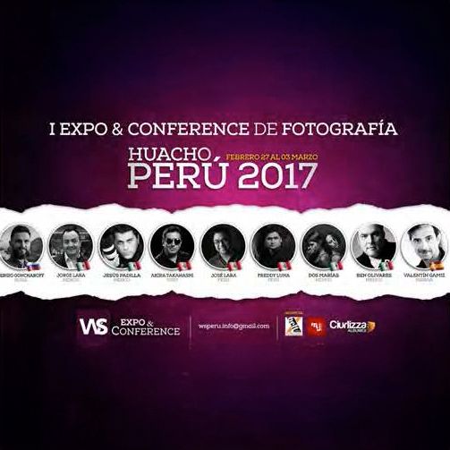 Photography conference promotional banner with dark gradient background and headshot silhouettes.