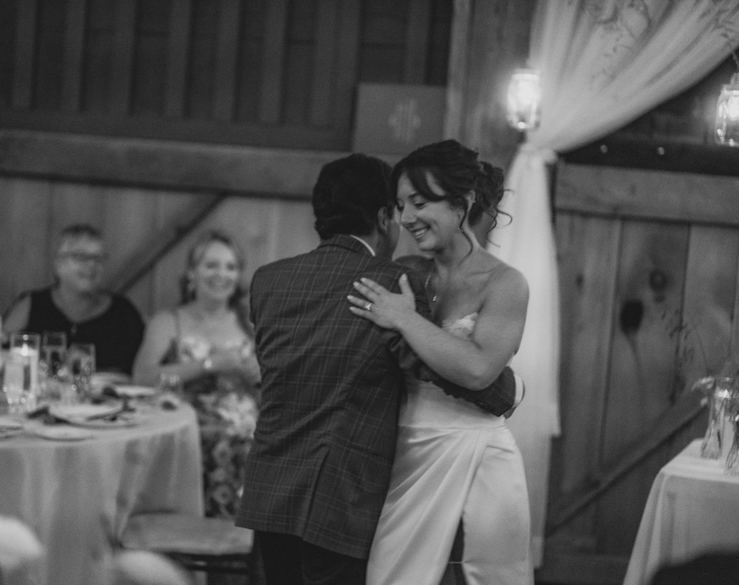 A series of black and white dance photos showing couples dancing together at a social event.