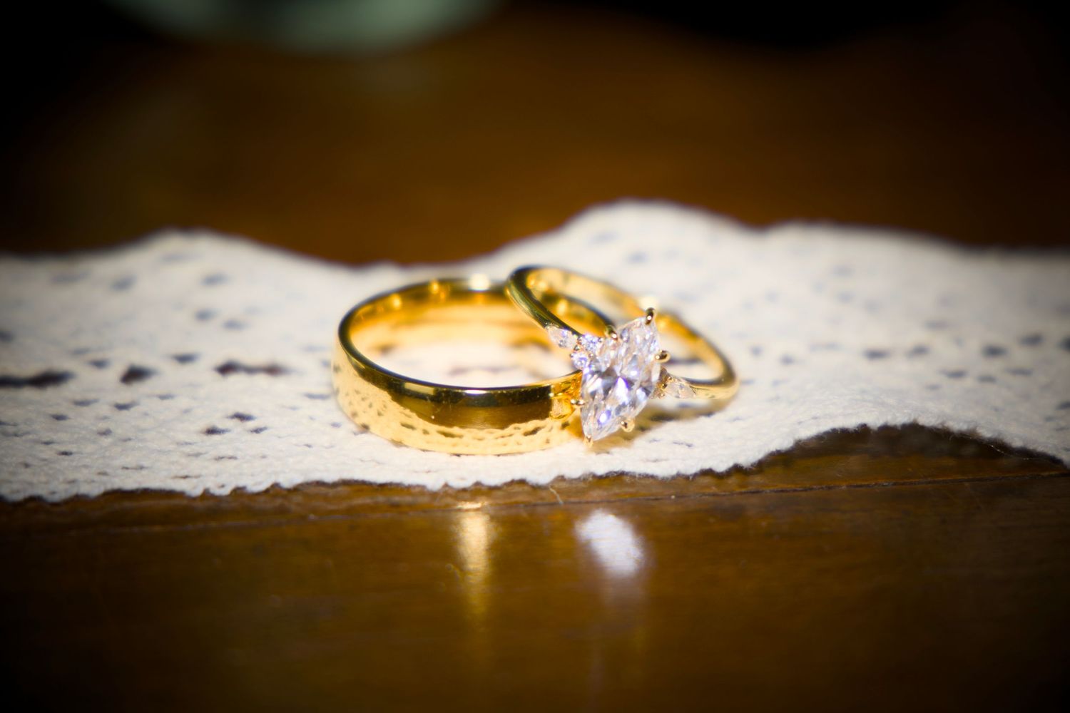 The Rings of Marriage resting on each other. Macro