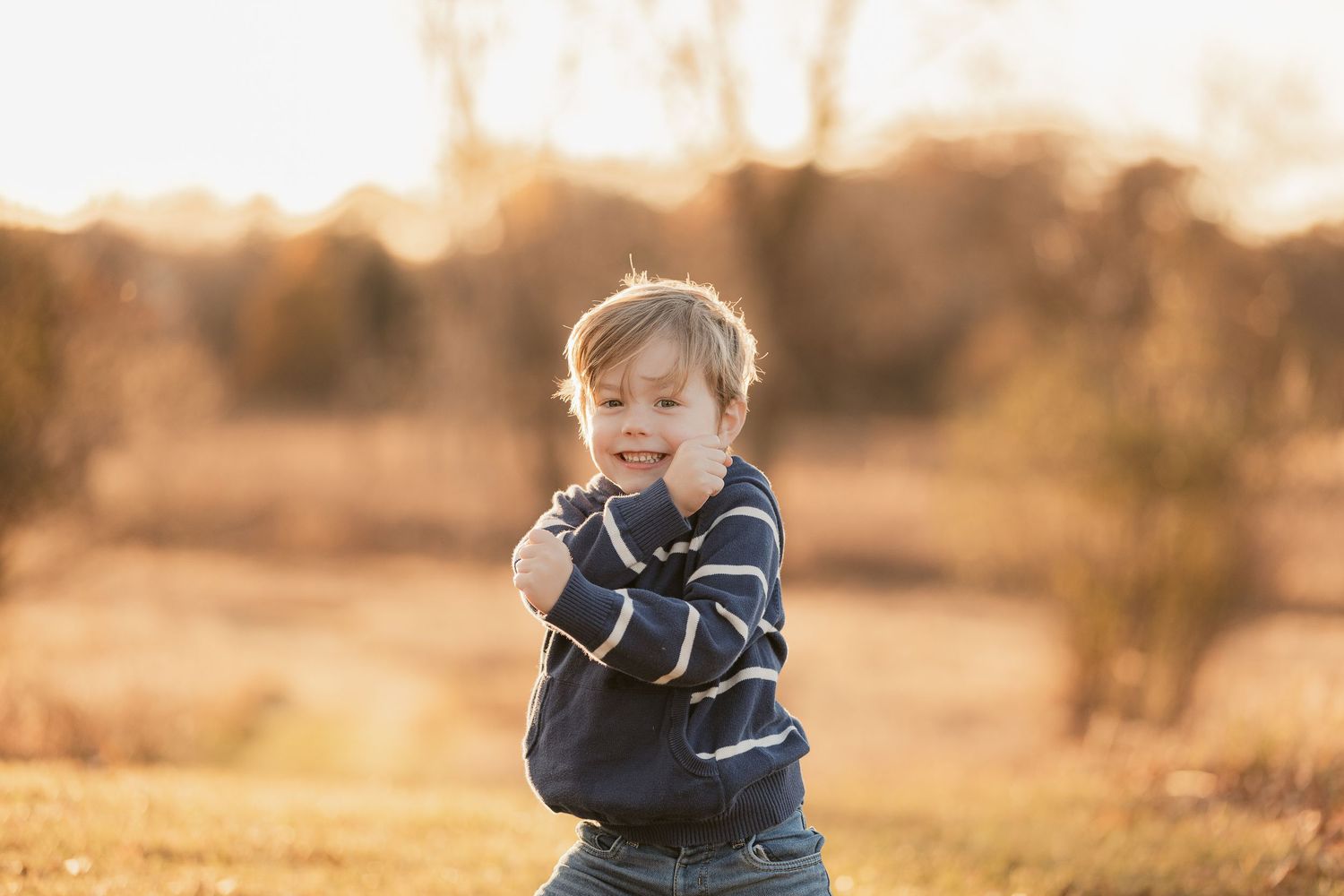 Playful outdoor moments captured in golden afternoon light.