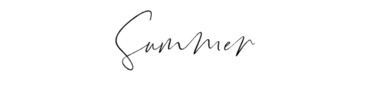 Elegant cursive handwritten word Summer in black ink on white background, stylish calligraphy font.