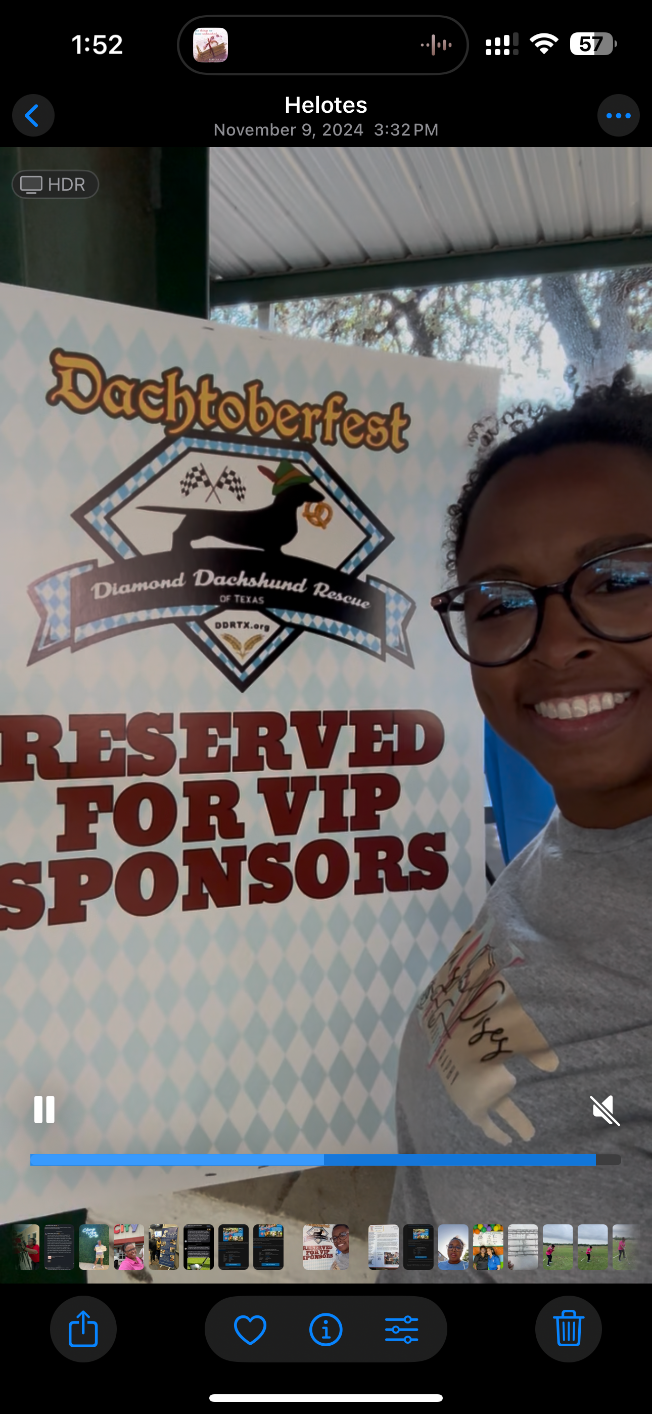 Dachshund-themed event signage for VIP sponsors area with blue and white pattern.