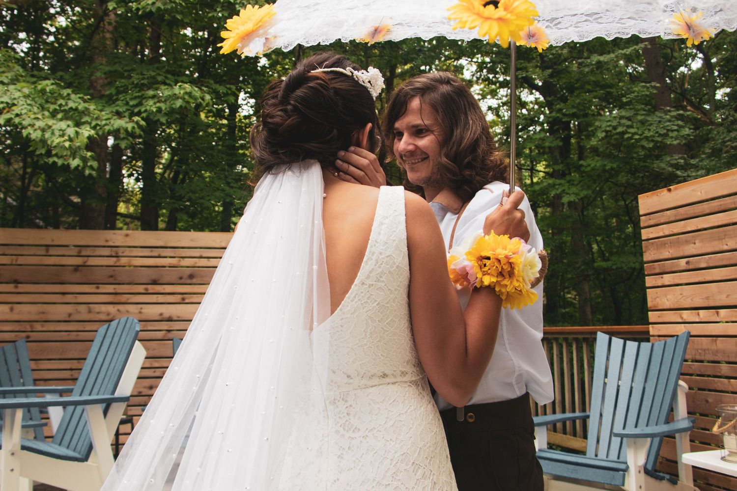 bride and groom's first look before ceremony at kitchener–Waterloo Cambridge Region