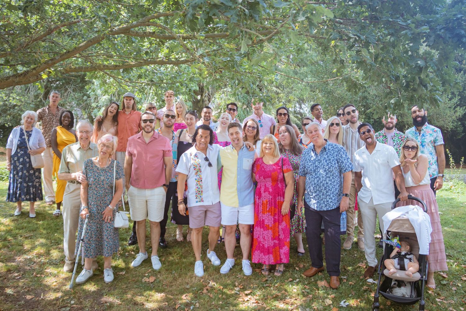 group picture of LGBTQ+ wedding after their ceremony in the Kitchener–Waterloo Region