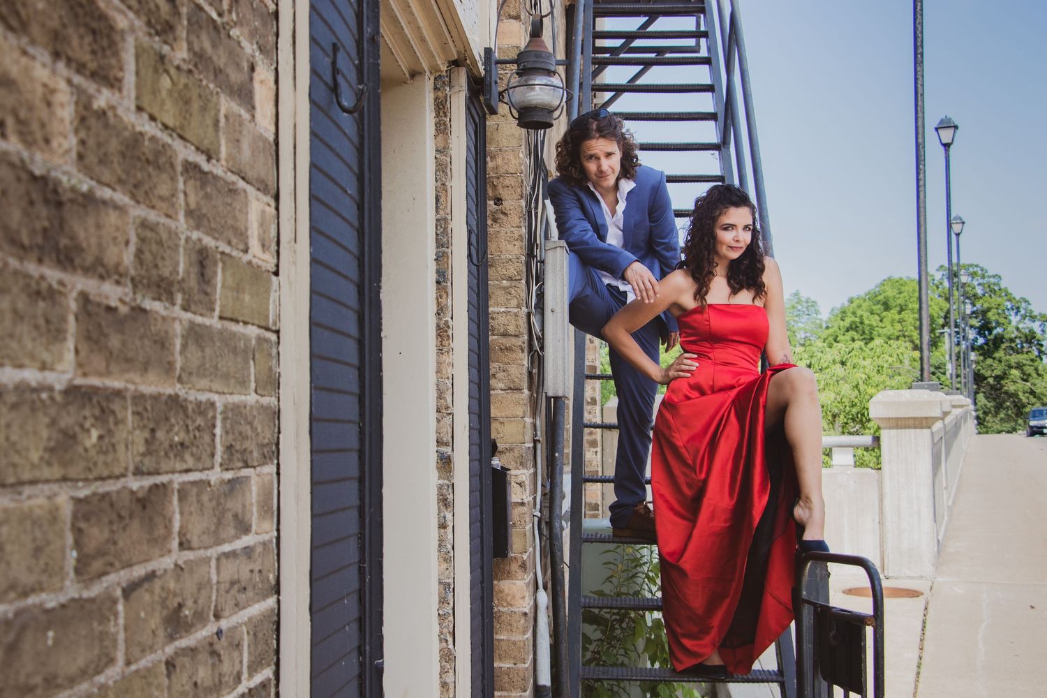 bright picture of newly engaged couple in the Kitchener-Waterloo region