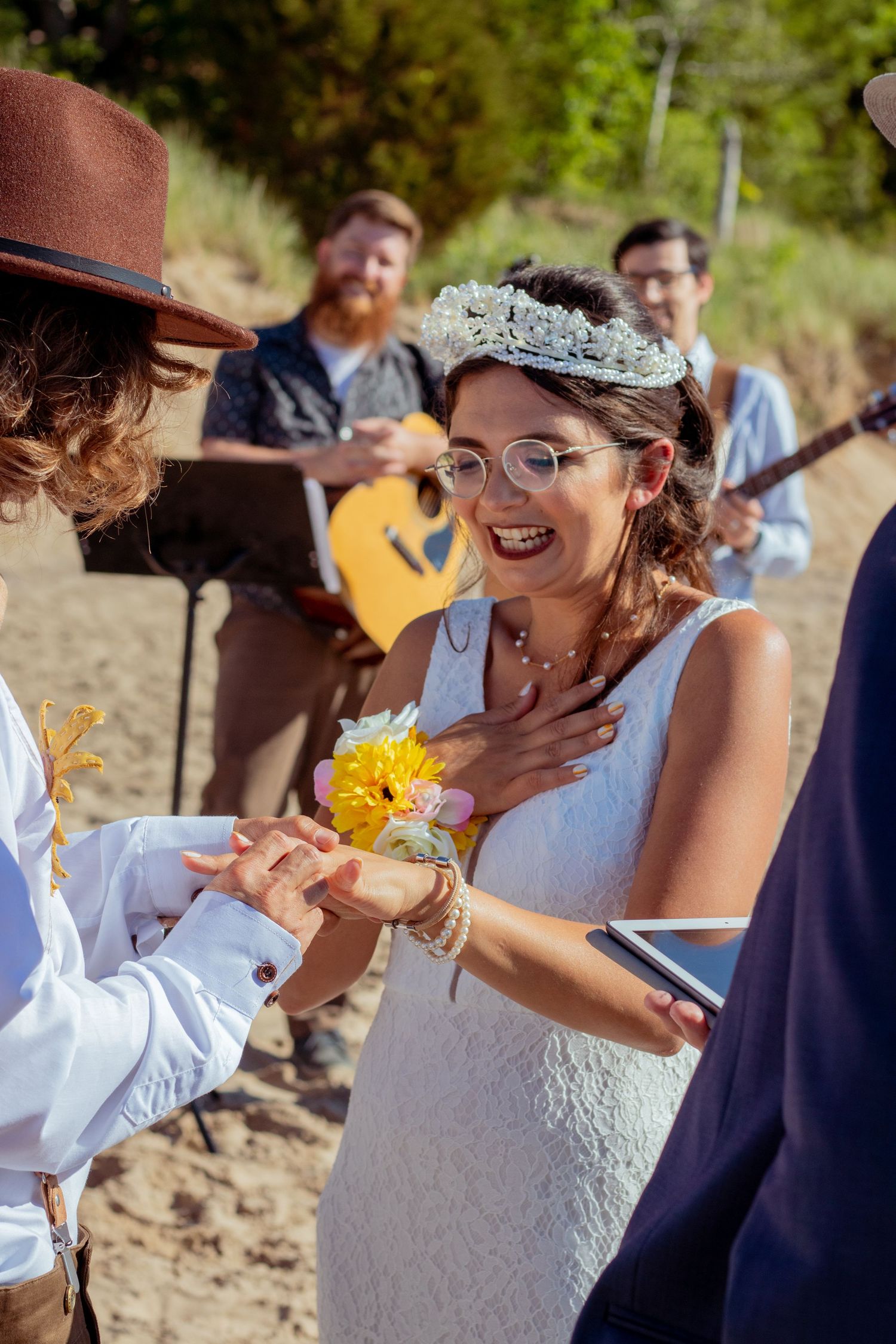 emotional wedding ring exchange between bride and groom at kitchener–Waterloo Cambridge Region
