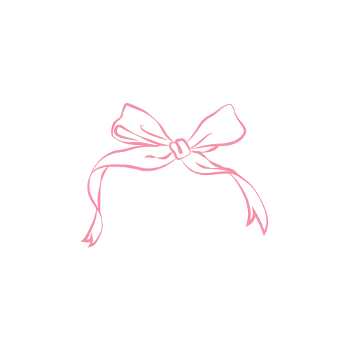 Pink bow illustrations create a delicate decorative border pattern.