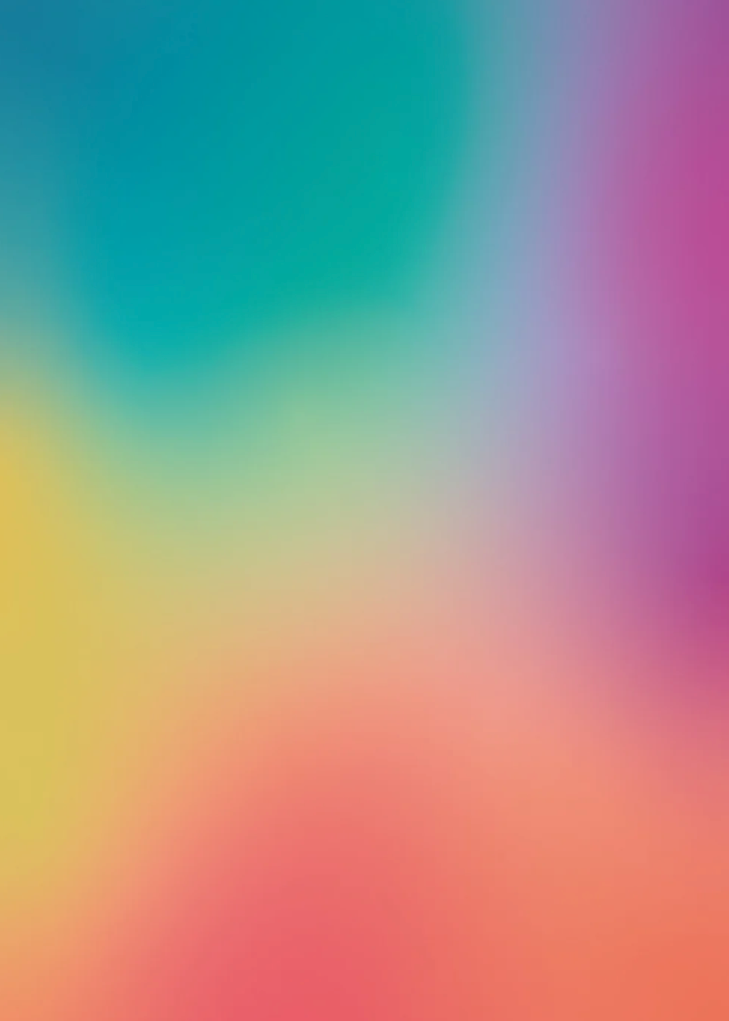 Vibrant rainbow gradient background blending teal, yellow, pink, and purple hues in a smooth colorful abstract design.