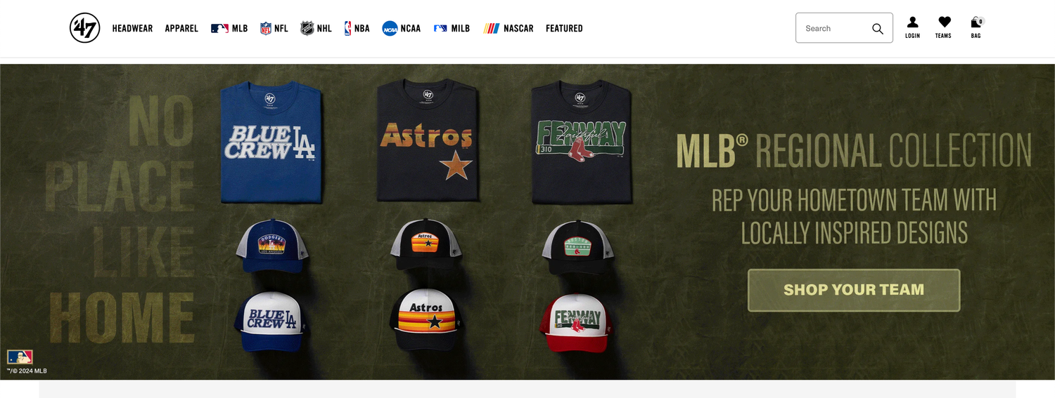 Collection of MLB baseball caps featuring Houston Astros team designs displayed on New Era's e-commerce website.