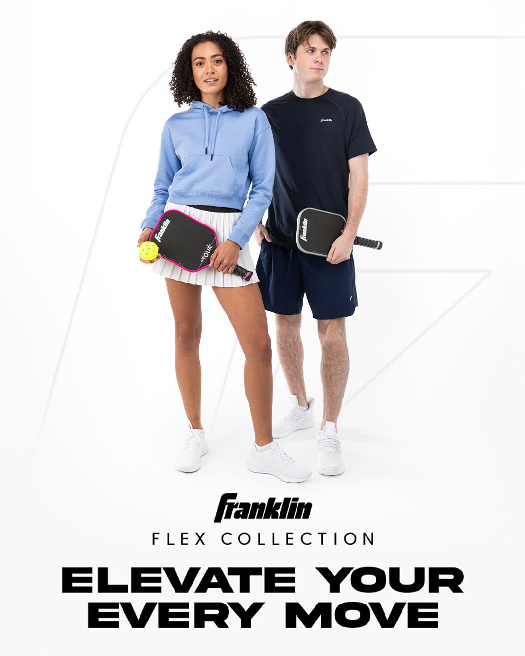 Athletes wearing casual sportswear demonstrate dynamic tennis movements in a lifestyle advertising campaign.