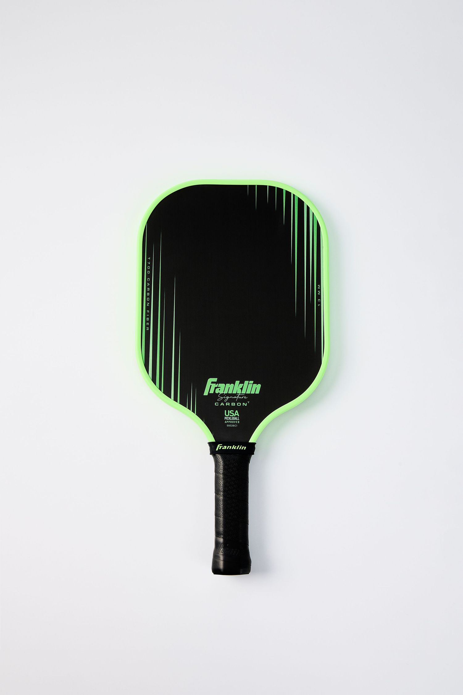 Neon green Franklin Sports pickleball paddle against white background.