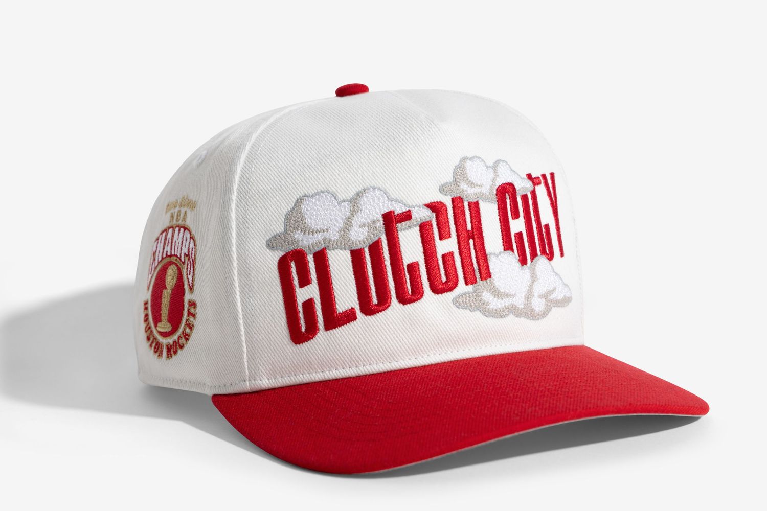 White and red baseball cap with 'Glogear' branding shown from multiple angles against white background.