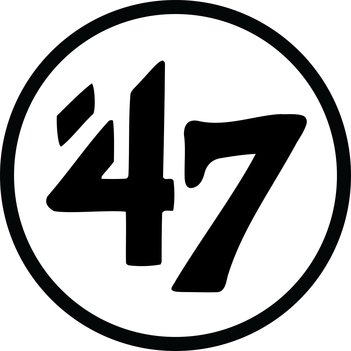 Black circular numbered icons showing 47 in different styles.