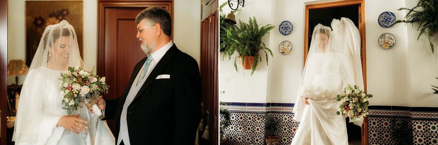 Emotivo momento entre la novia y su padre antes de la ceremonia