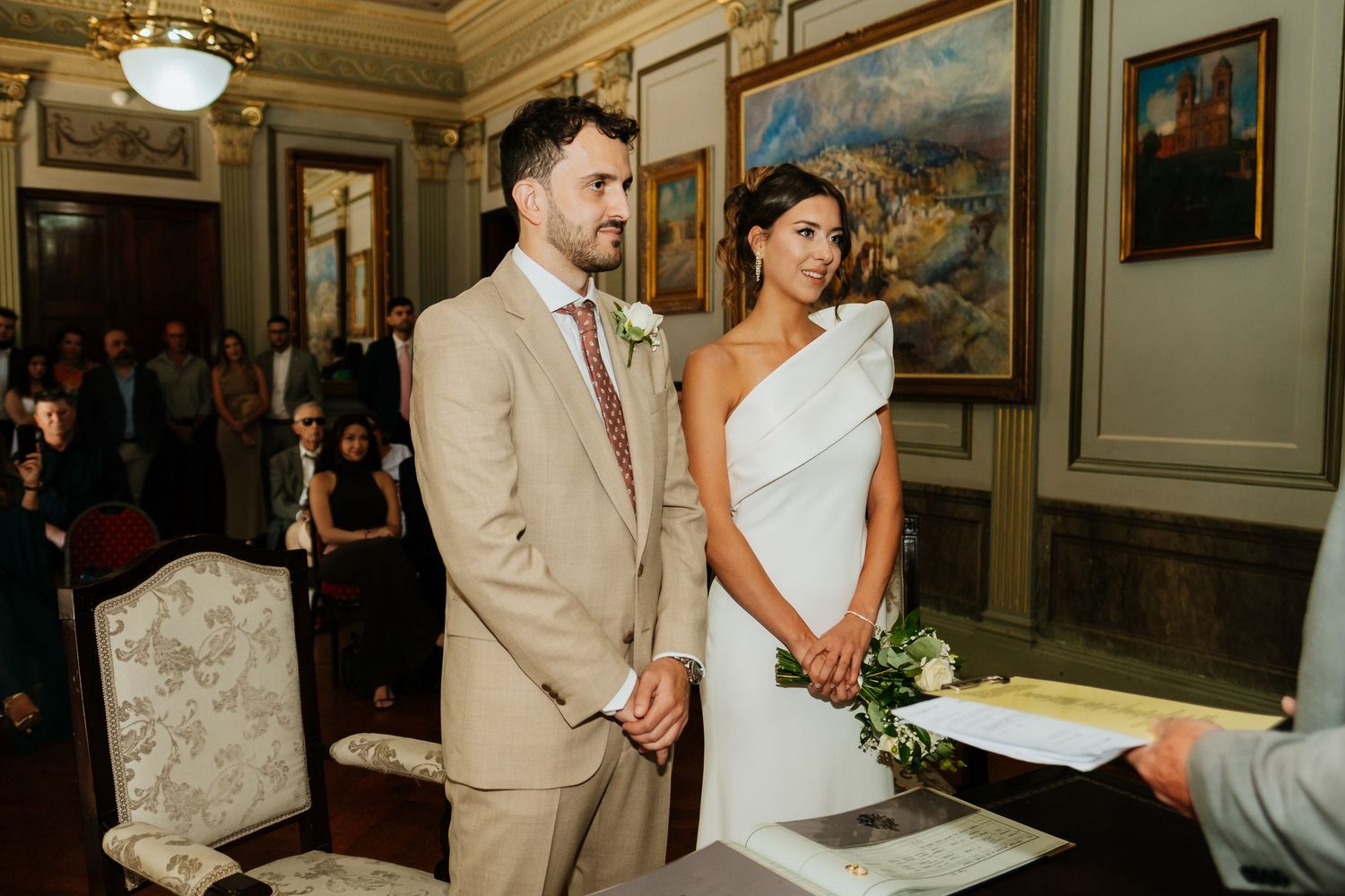 Emotional exchange of vows ceremony at Gibraltar Registry Office wedding