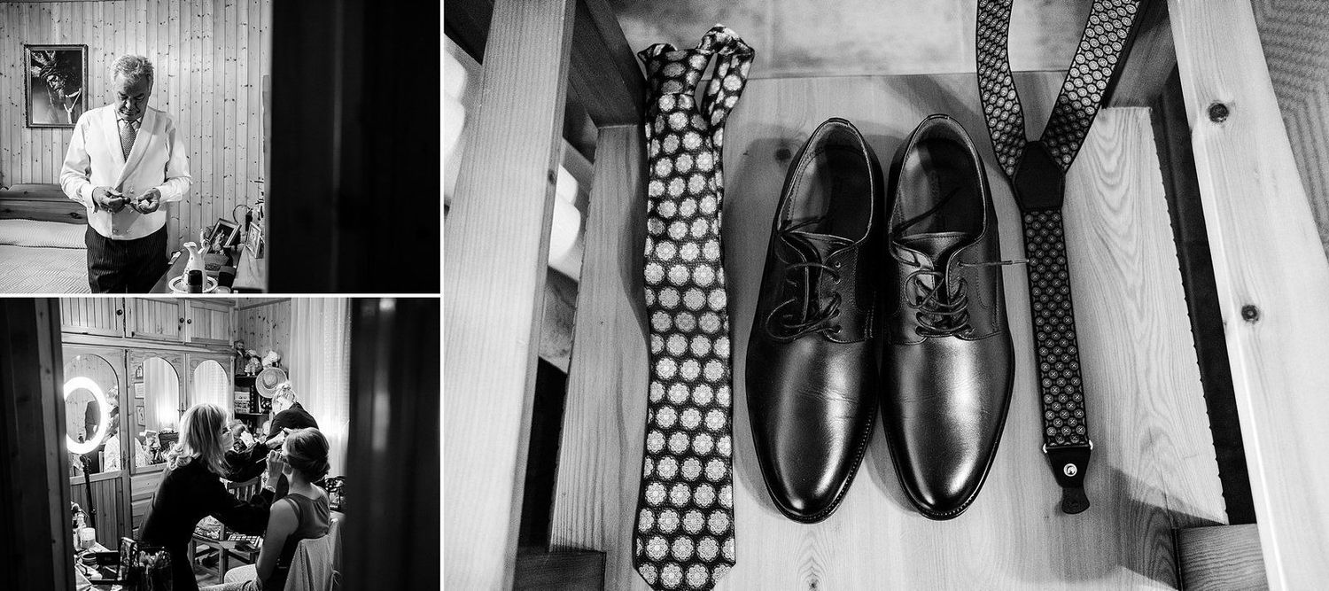 Detalles del novio Antonio preparándose antes de la ceremonia en Alcalá de Guadaíra, Sevilla