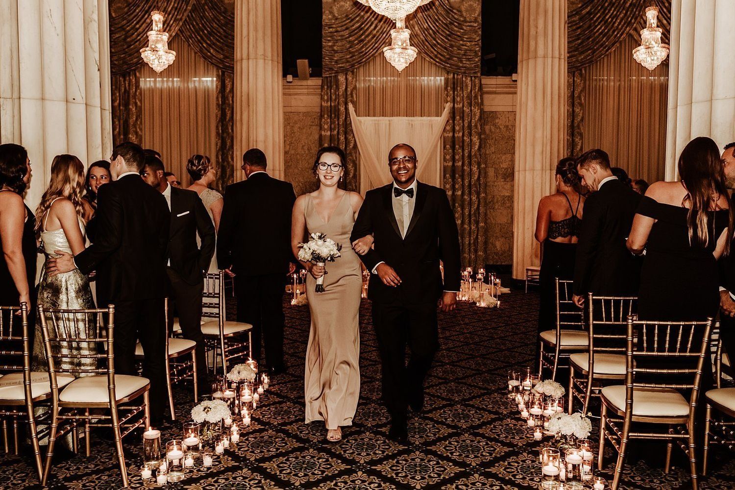 Wedding guests leaving the ceremony