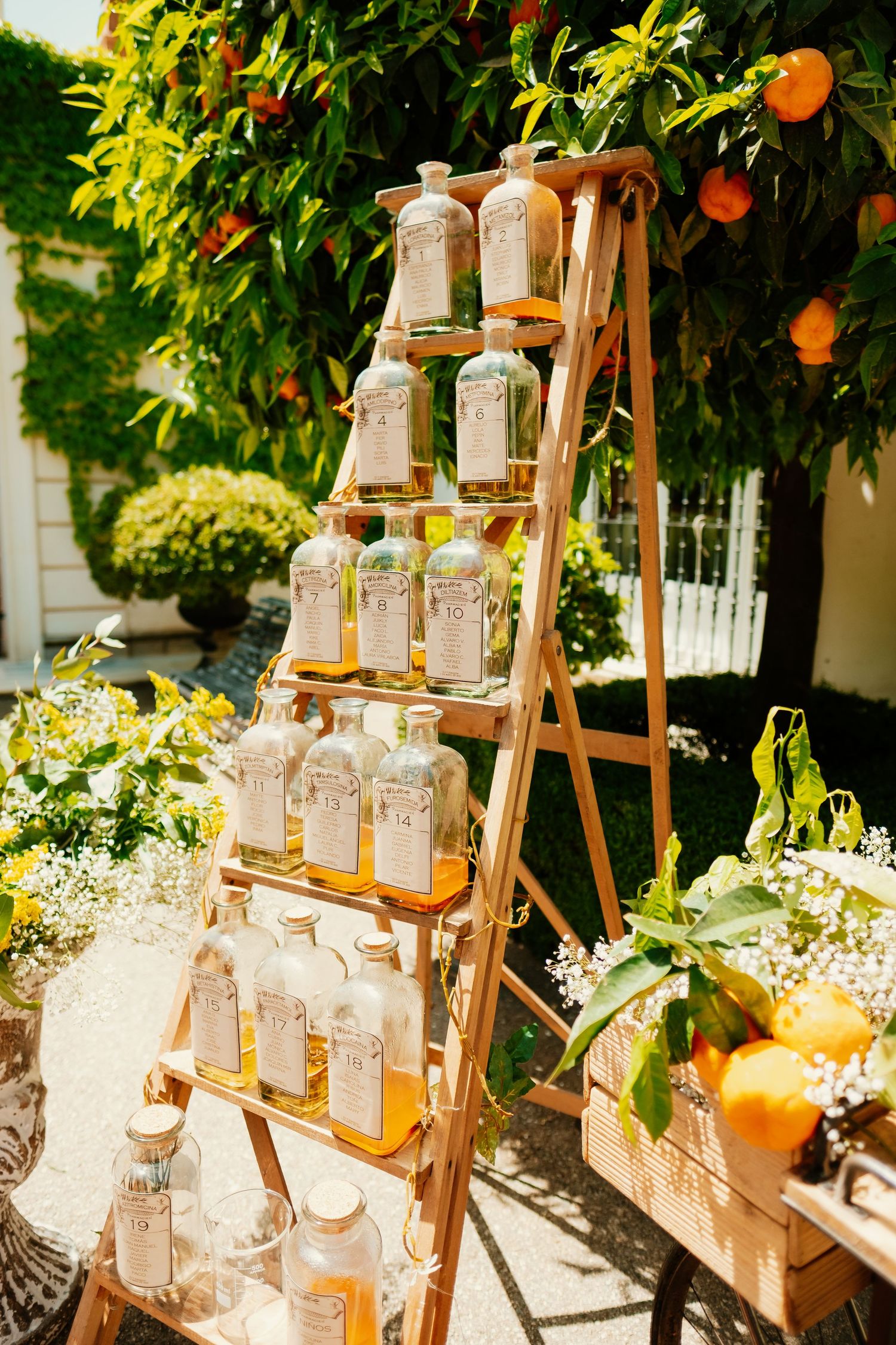 Sitting plan personalizado para boda en exteriores en Granada