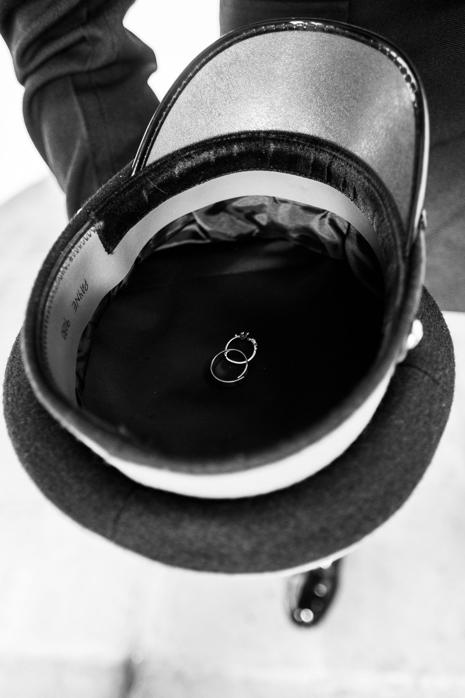 British Army hat and wedding ring details for a military wedding in Cadiz, Spain