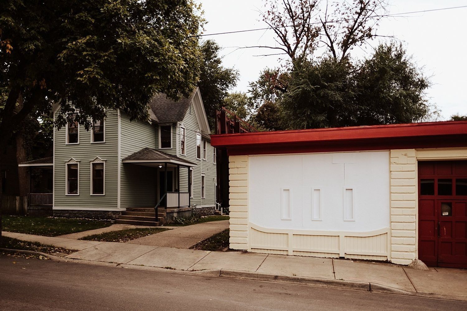 Architectural landscape of Grand Rapids Michigan suburbs and local urban constructions