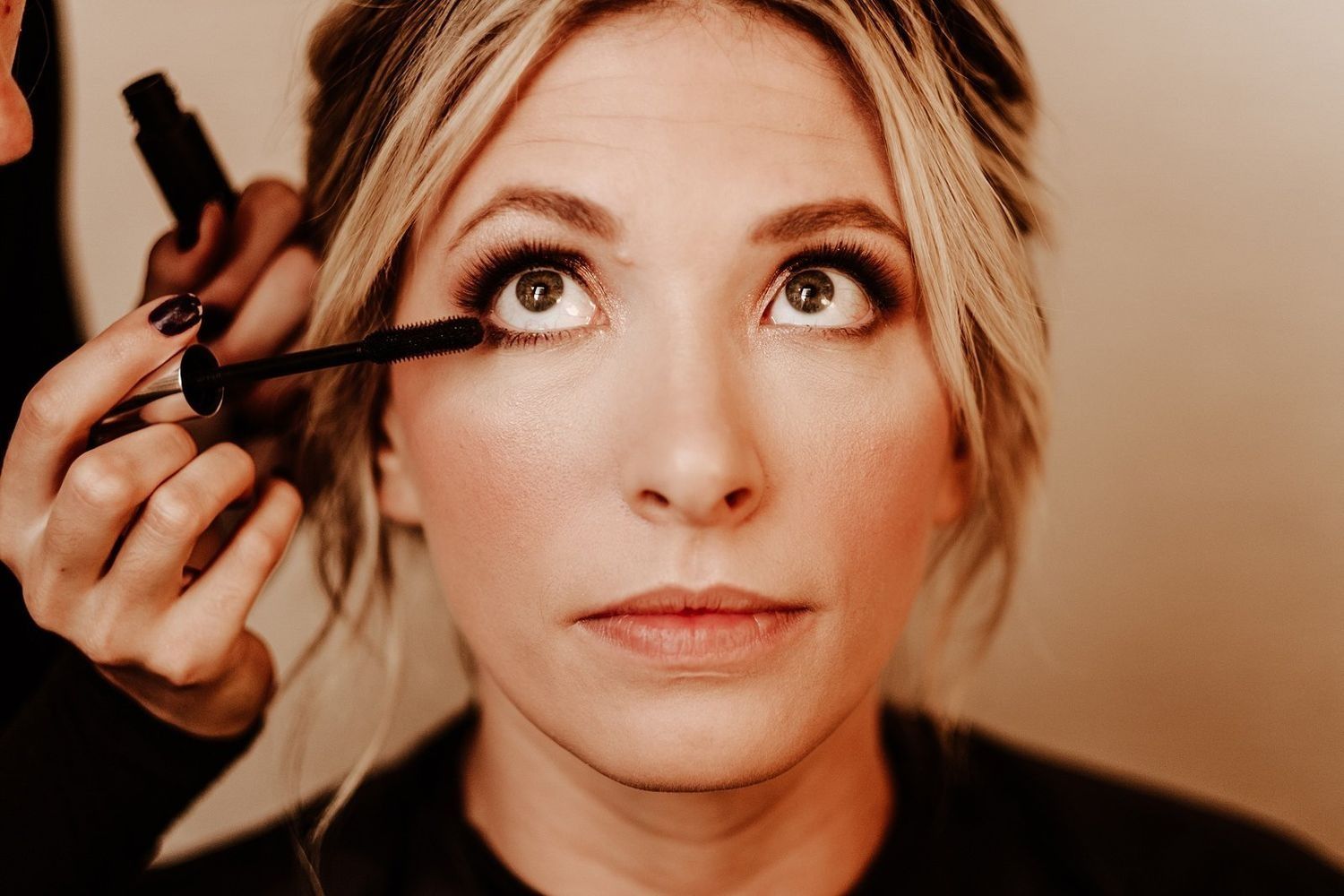 Close-up of bridal makeup details for a Michigan destination wedding