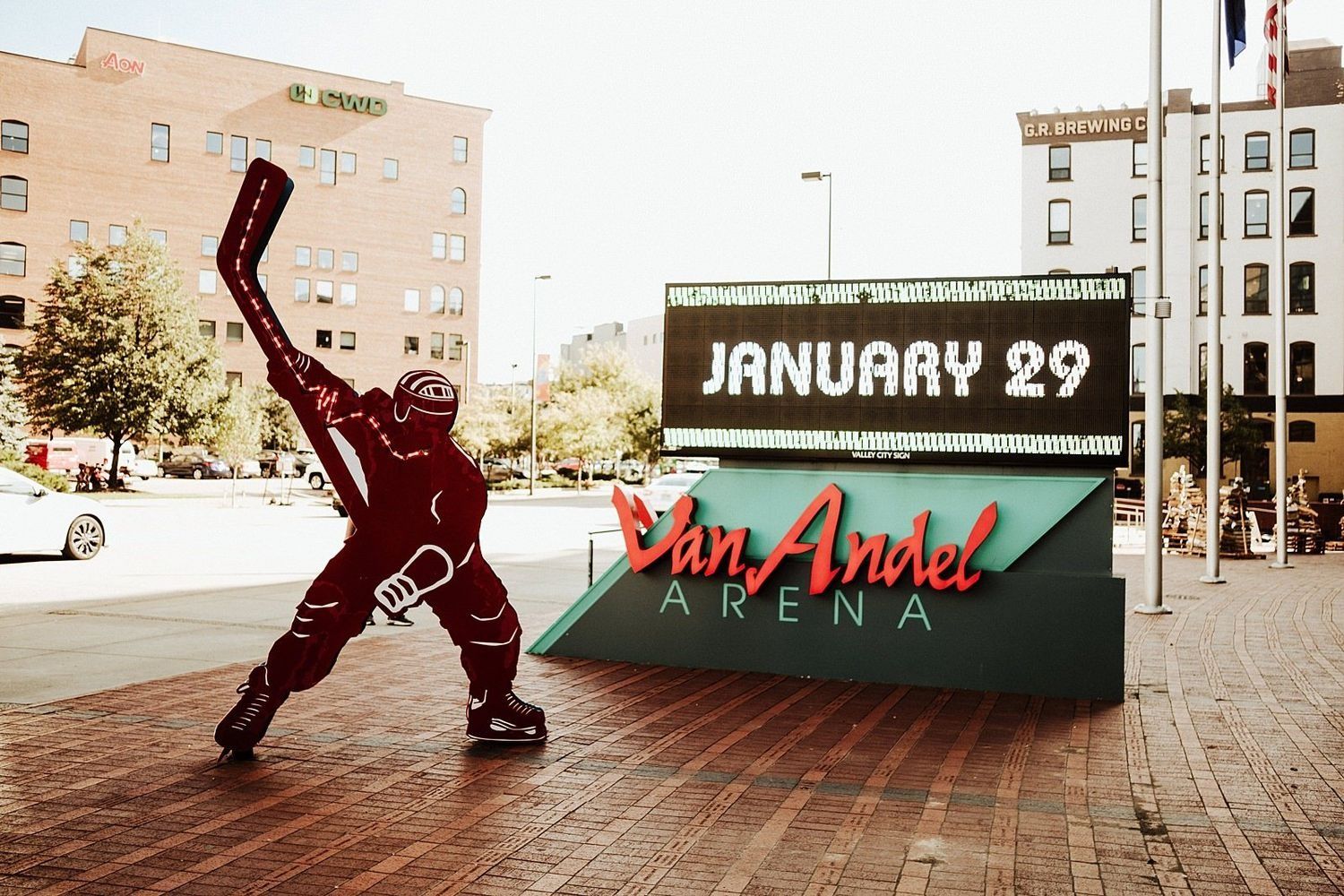 Van Andel Arena ice hockey stadium in downtown Grand Rapids Michigan, destination weddign photographer