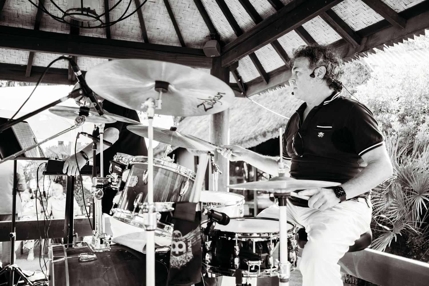 Fotografia en blanco y negro de banda de rock en Tarifa