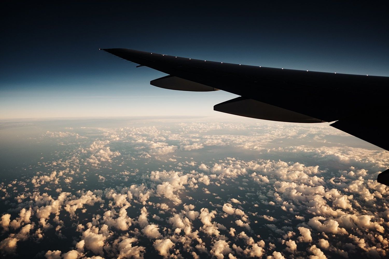 Early morning clouds over Paris, France, captured during the flight back from the USA, Air France