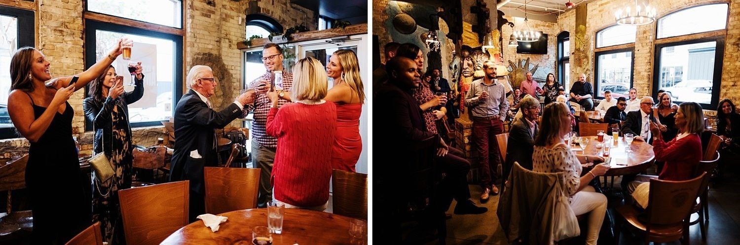 Intimate pre-wedding drinks with family and friends