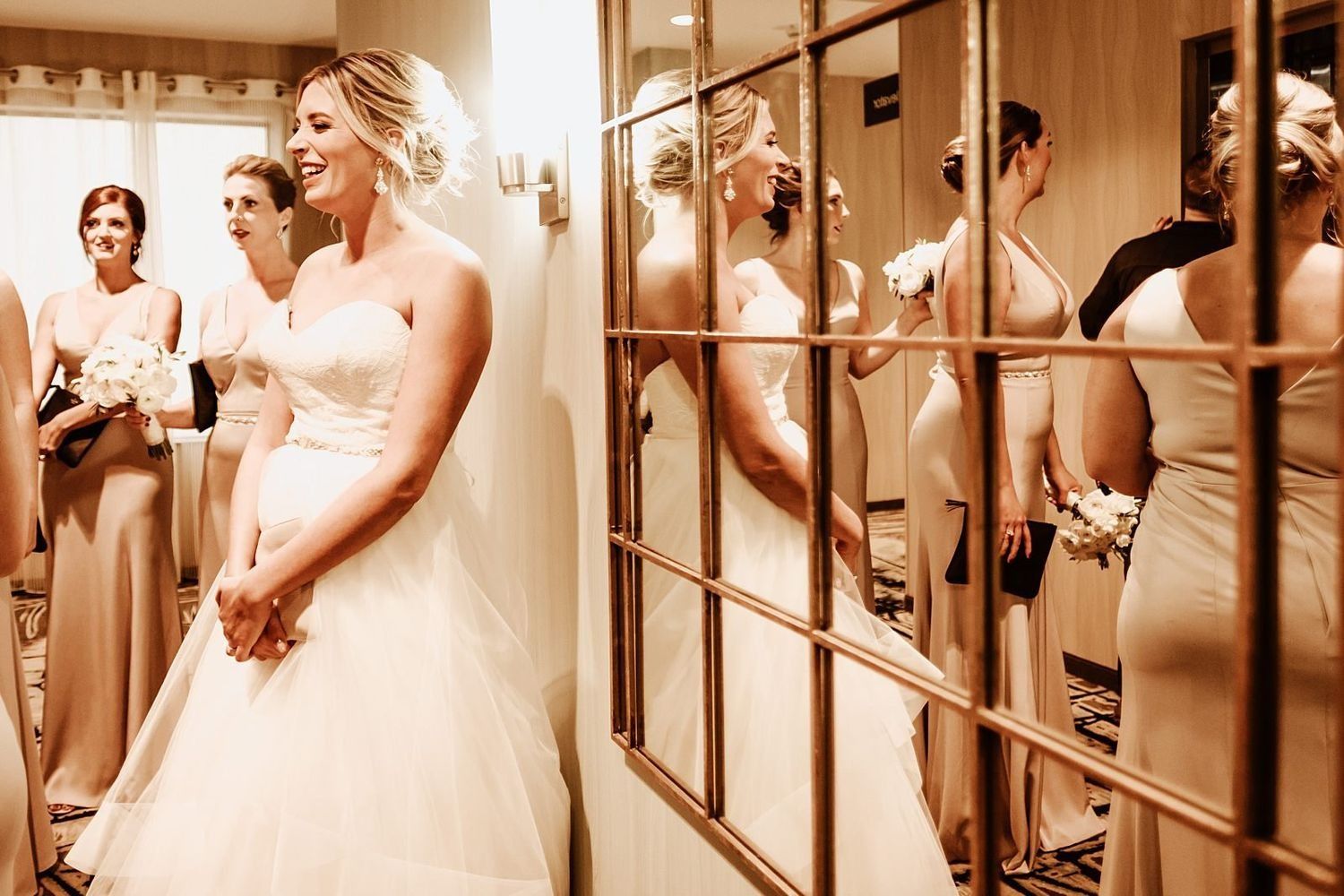 Elegant bridesmaids' gowns styled for a Michigan wedding