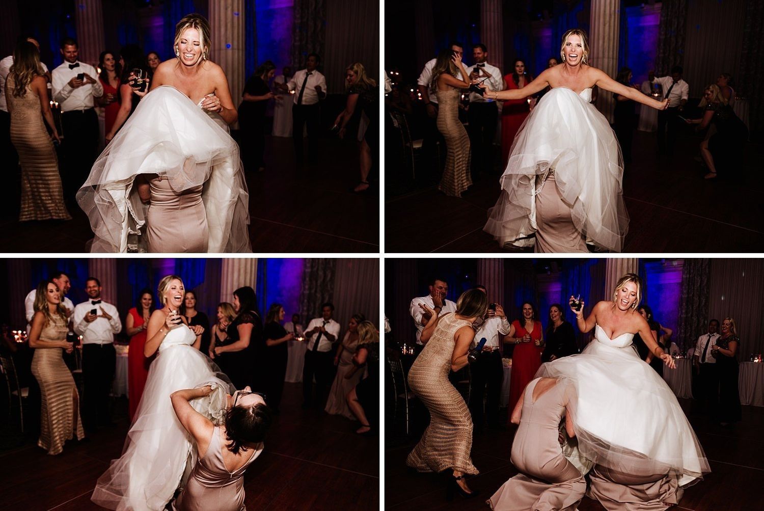 Funny and candid wedding party moments: Shannon and Karel's guests having a blast in Grand Rapids
