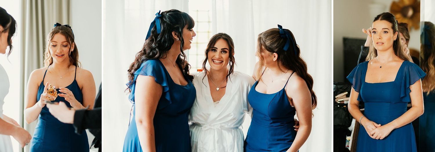 Jade rodeada de sus damas de honor compartiendo risas en Finca Monasterio
