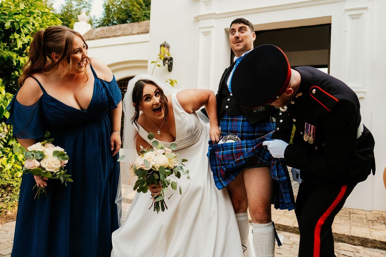 Invitado con vestimenta típica escocesa en la boda en Sotogrande