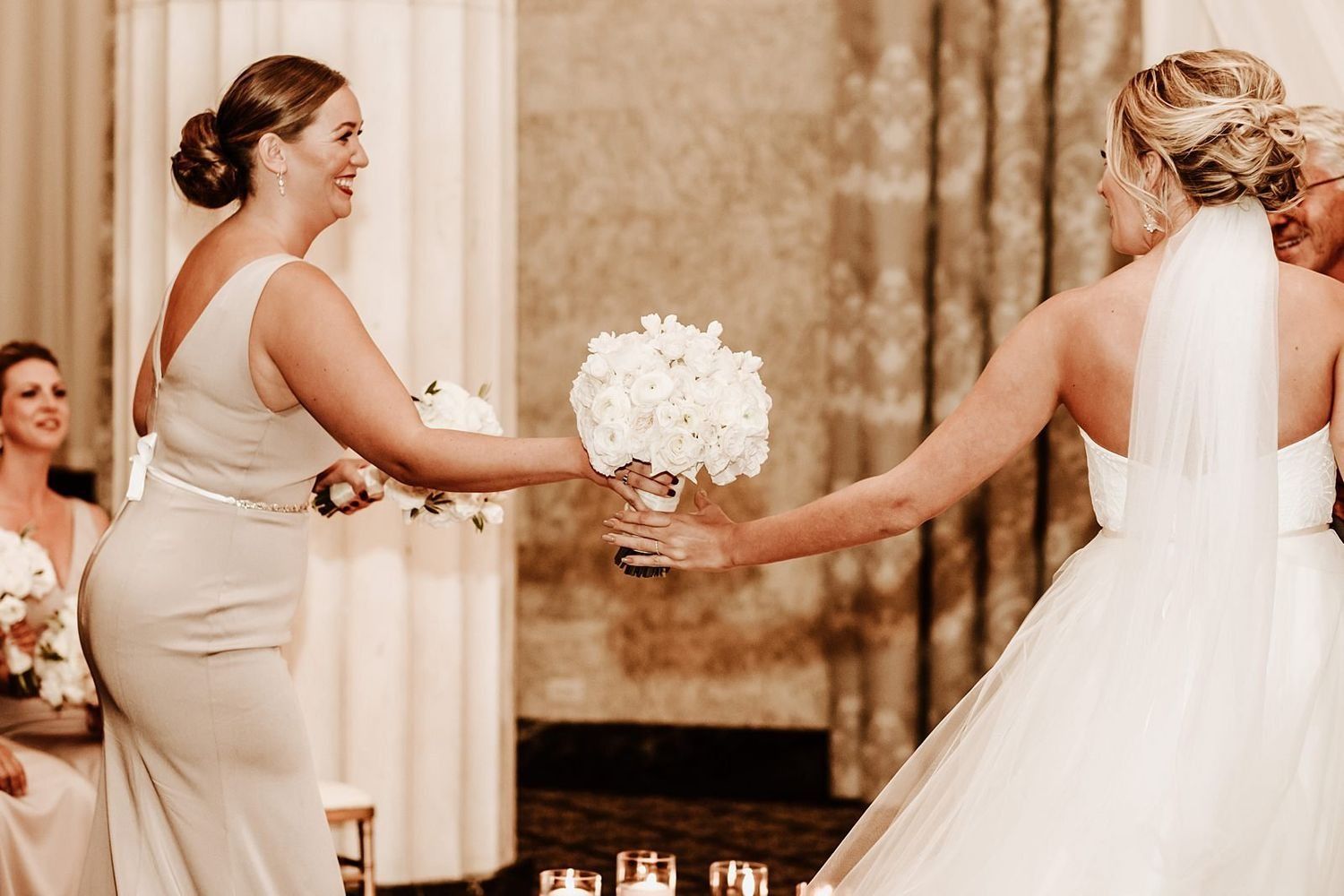 Elegant bridal bouquet with local Michigan flowers held by Shannon