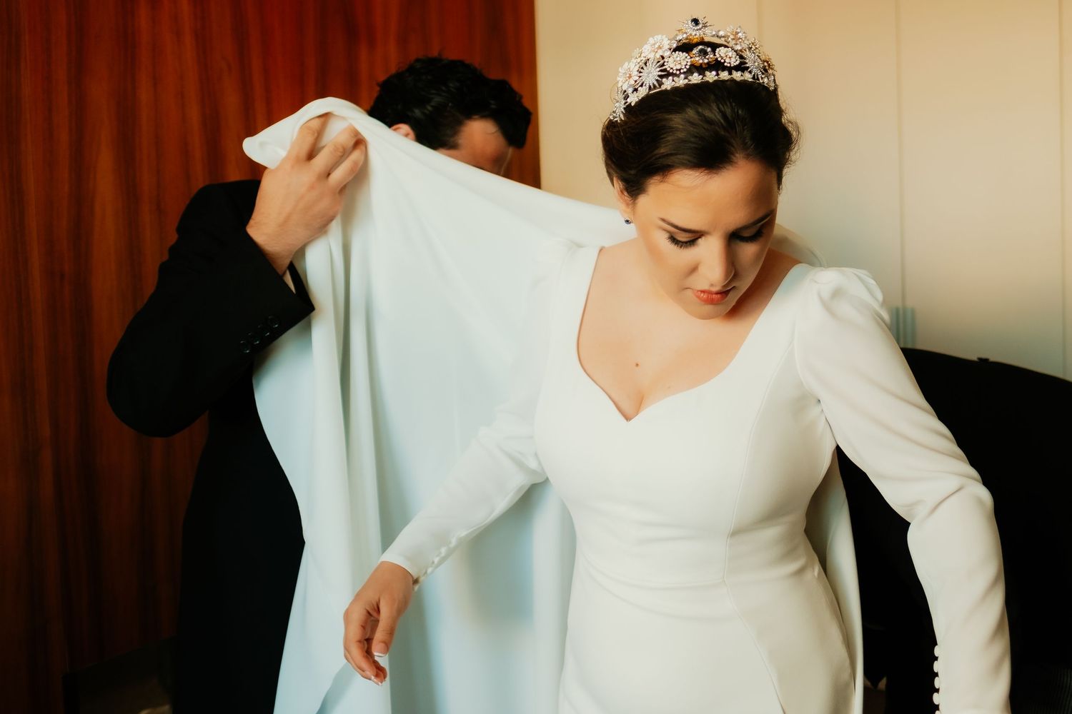 Destalle del vestido de Pronovia de Eli