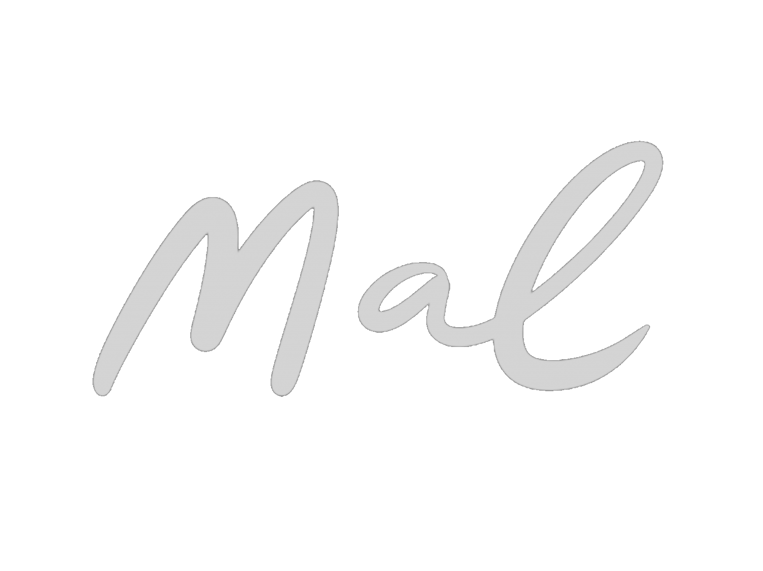 Light gray handwritten text spelling 'Mal' on a white background.