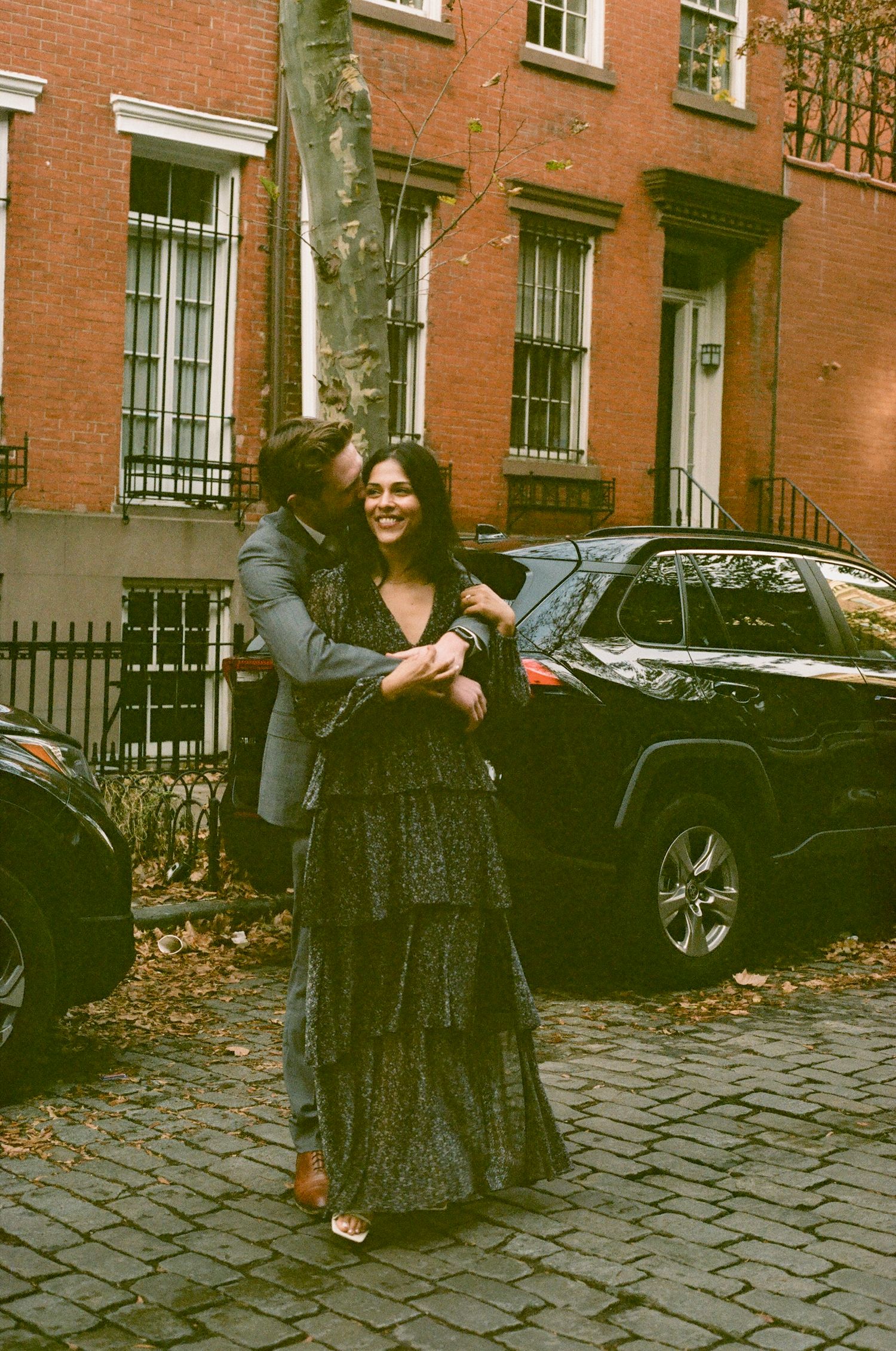 romantic engagement shoot in the west village on 35mm film
