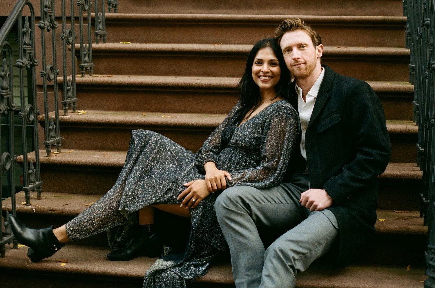 romantic engagement shoot in the west village on 35mm film
