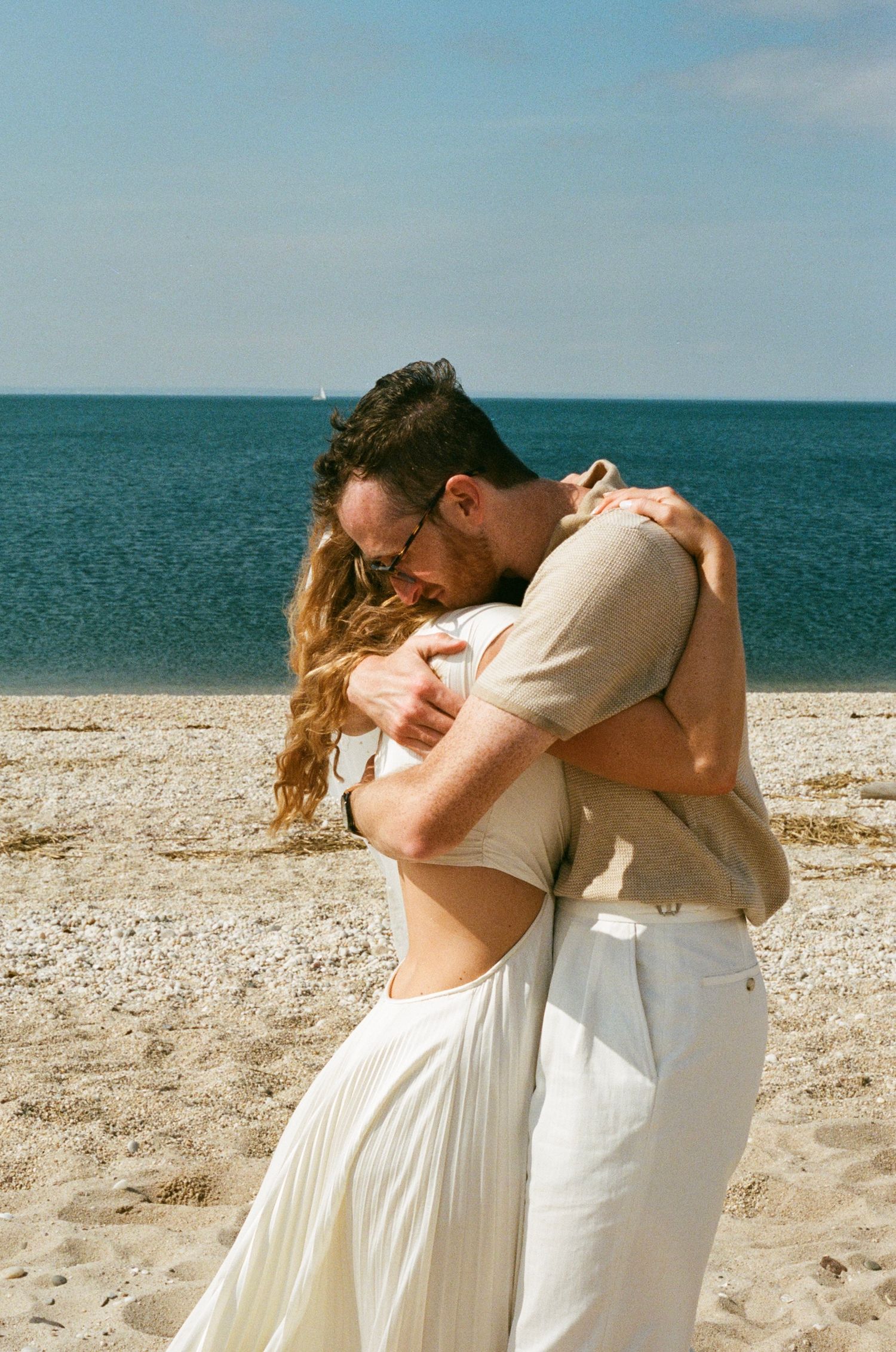 romantic long island beach wedding on 35 mm film
