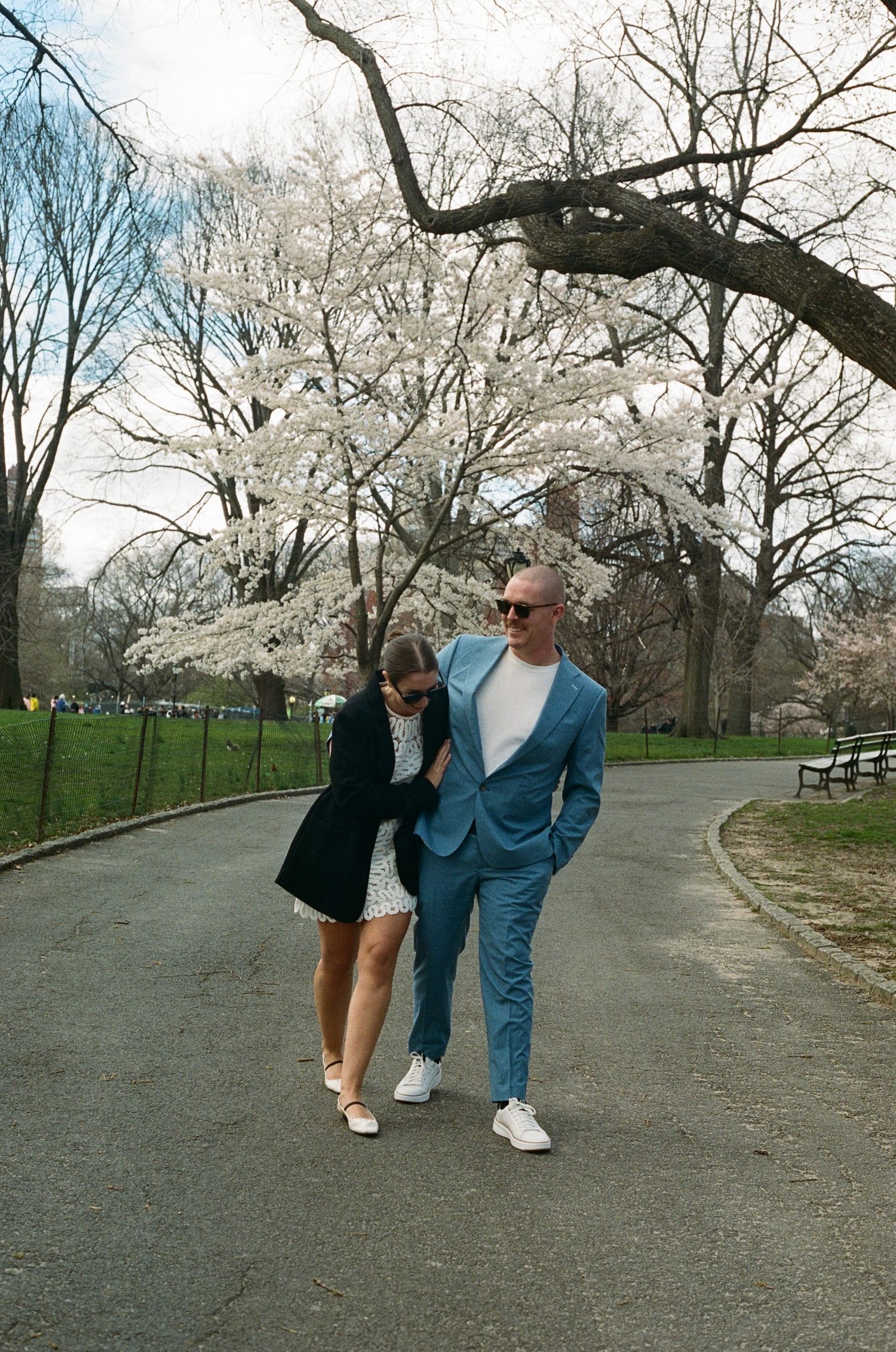 romantic elopment in central park shot oon 35mm film