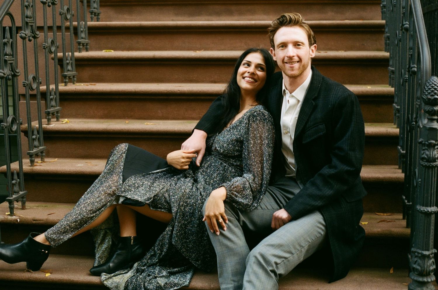 romantic engagement shoot in the west village on 35mm film