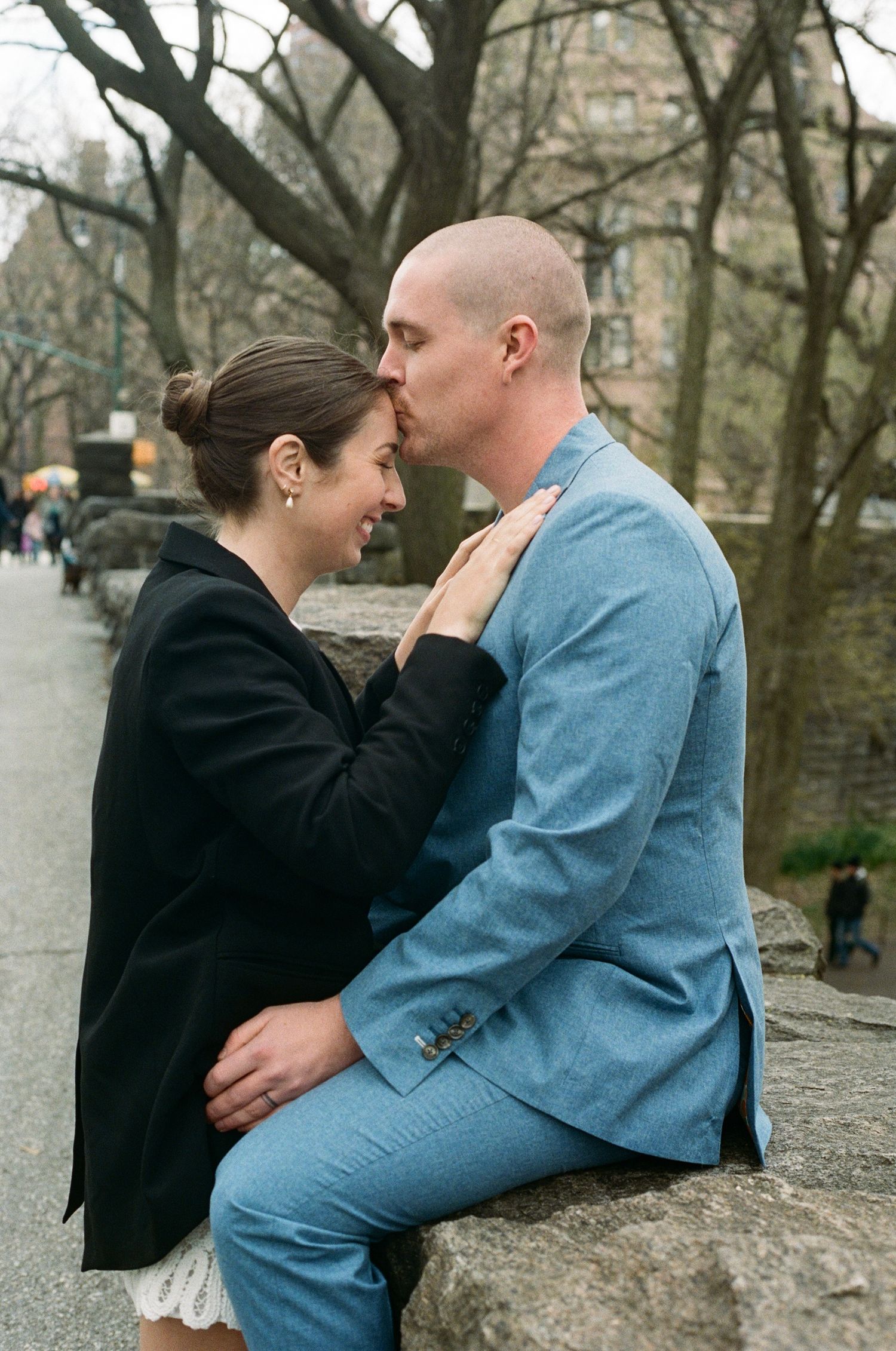 romantic elopment in central park shot oon 35mm film