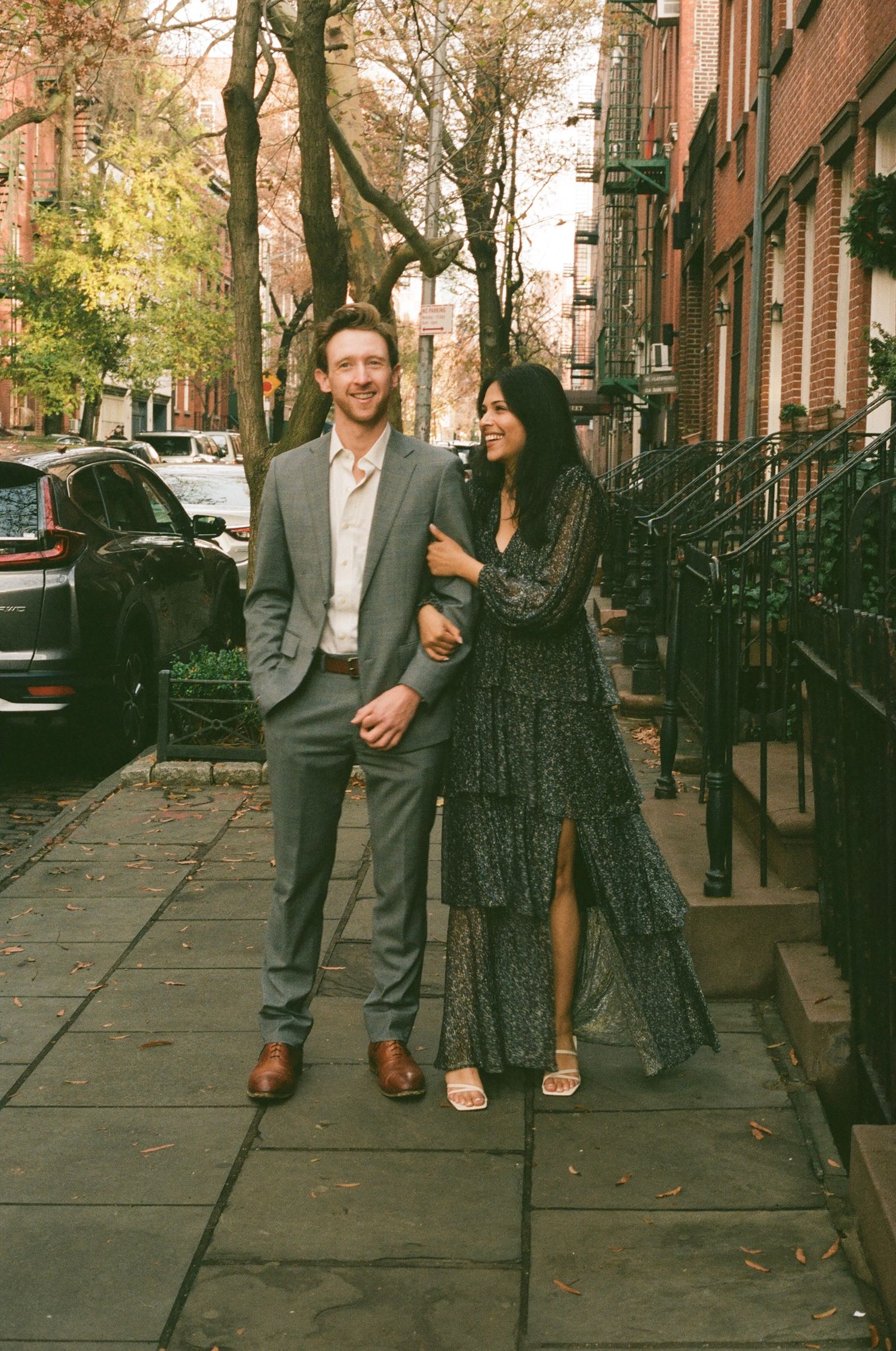 romantic engagement shoot in the west village on 35mm film